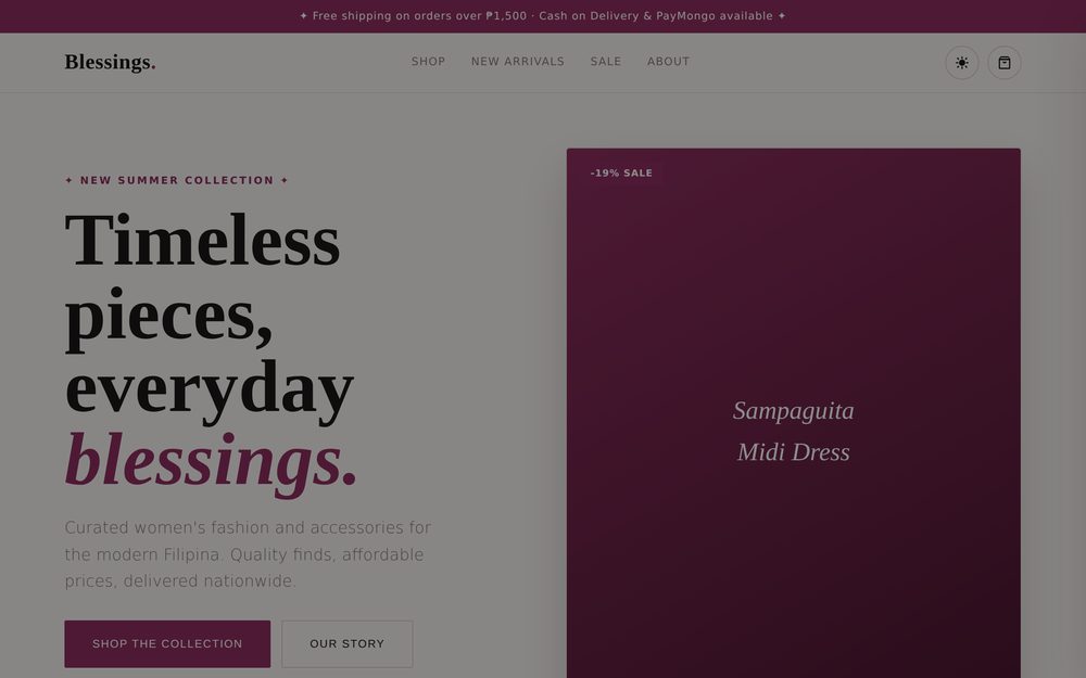 Blessings Boutique demo website